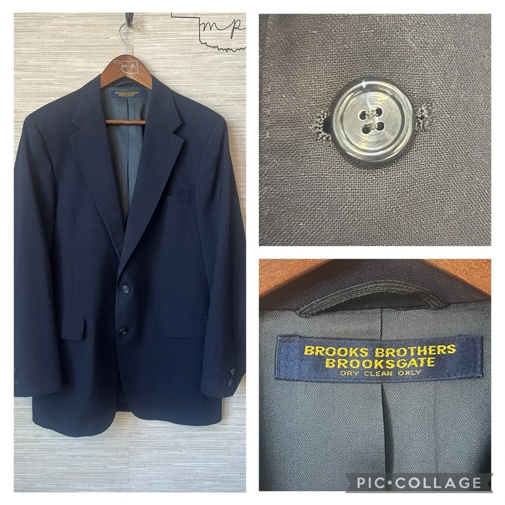 Brooks Brothers Brooksgate Mens Navy‎ Blue Two Button Blazer Sport Coat Jacket